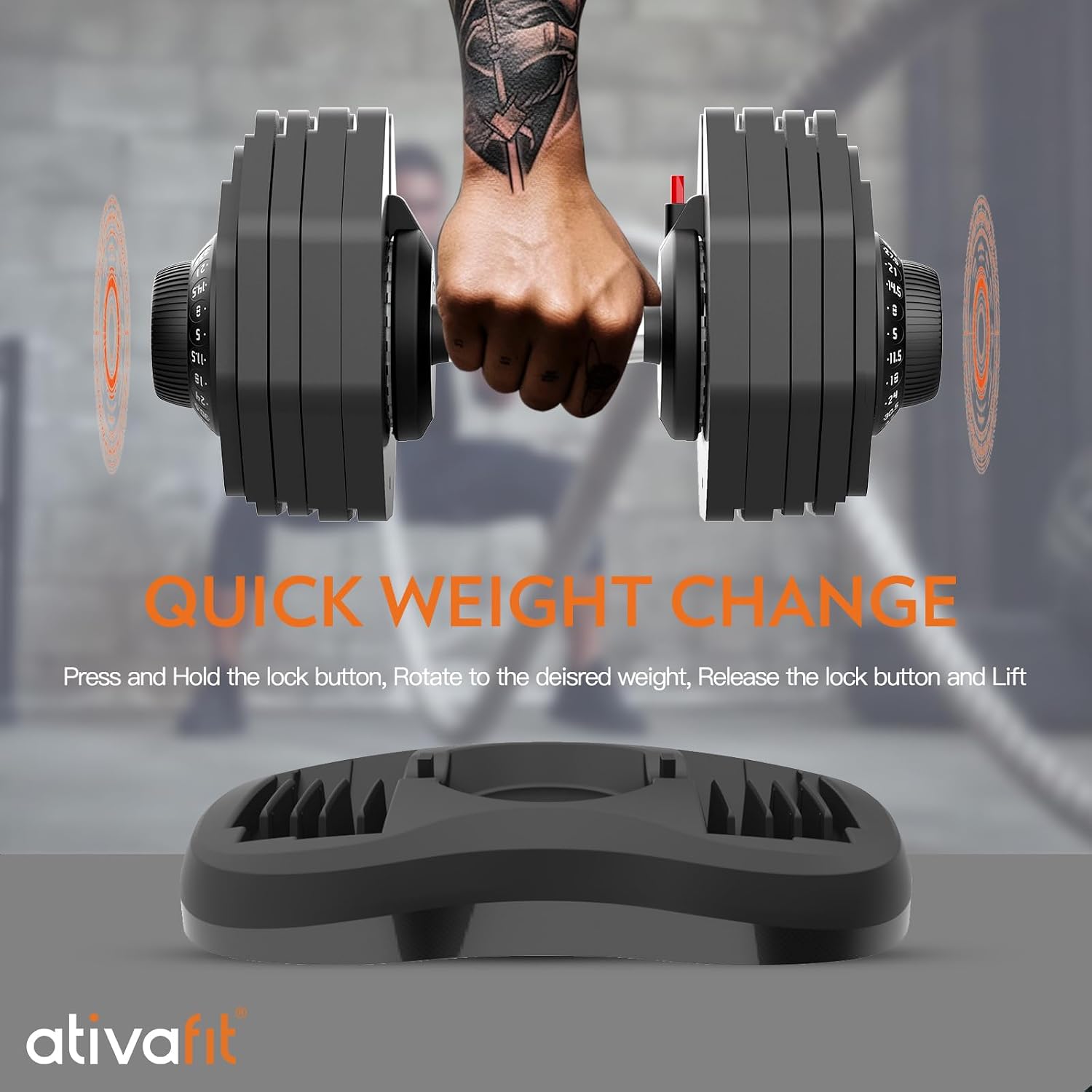 ATIVAFIT Adjustable Dumbbells Set of 2, 5–88LB Quick Adjust Free Weights with Double Safety Lock & Anti-Slip Steel Handle, Space Saving Home Gym Equipment for Full Body Strength Training