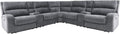Pemberly Row Bizmark Grey 7-Piece Power Reclining Sectional, Adjustable Headrests, Heavy-Duty Fabric, USB Charger Console, 130.75' W x 130.75' D x 41' H, Plush Seating for Living Room