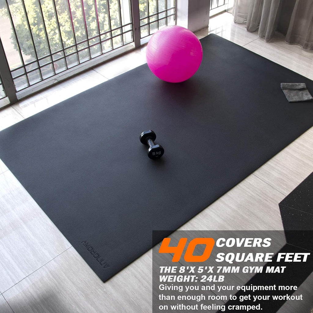 Large Exercise Mat 8'x5'|12'x6'|6'x4'|6'x2' Workout Mat for Home Gym Mats Exercise Heavy Duty Gym Flooring Fitness Mat Large Yoga Mat Cardio Mat for Weightlifting, Jump Rope, MMA, Shoe-Friendly