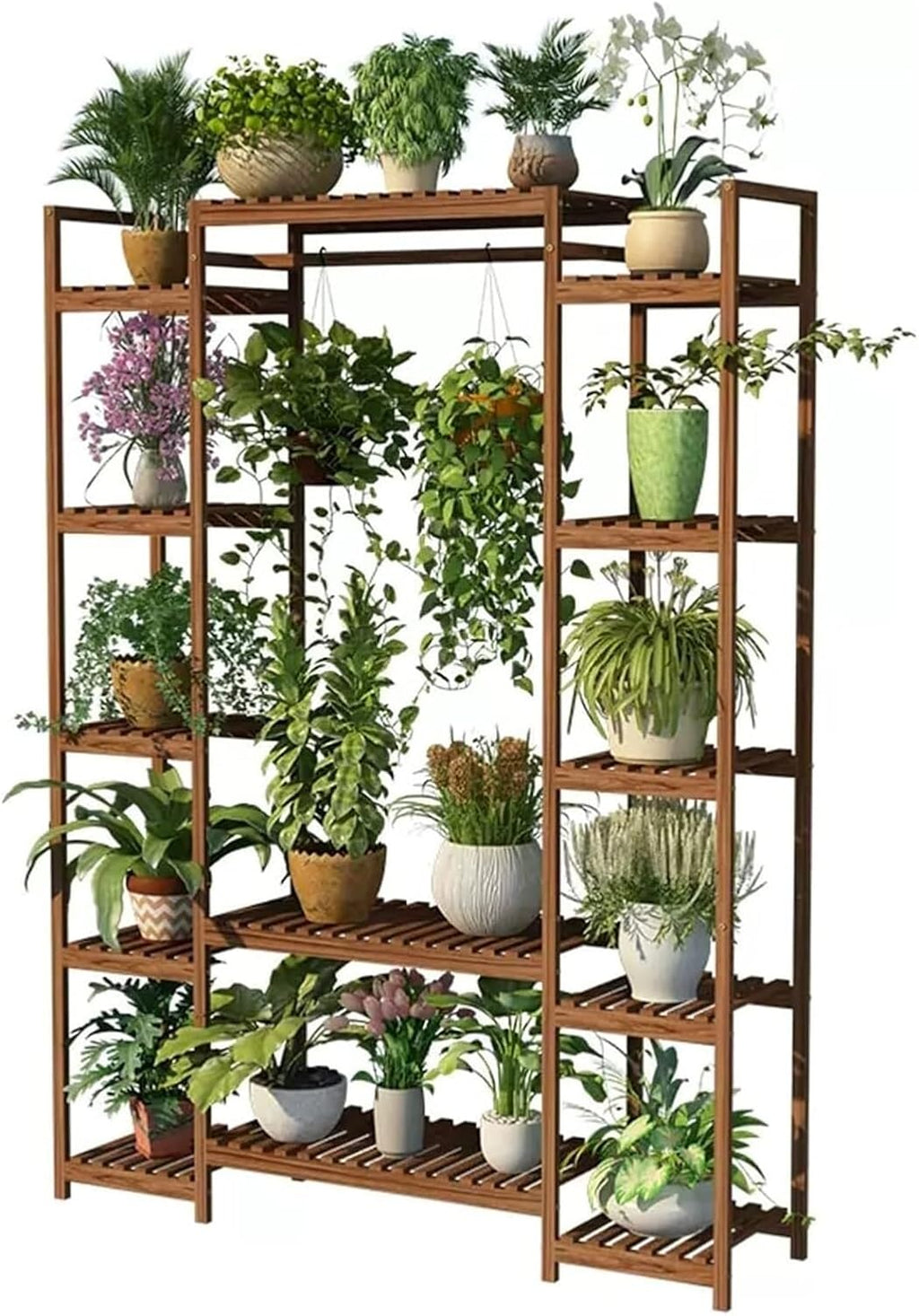 Potting Bench Table,Garden Potting Table, Plant Stand Wooden Outdoor Tiered Plant Shelf Multiple Flower Planter Pot Holder Shelf Rack Display for Patio Garden Corner Balcony Living Room