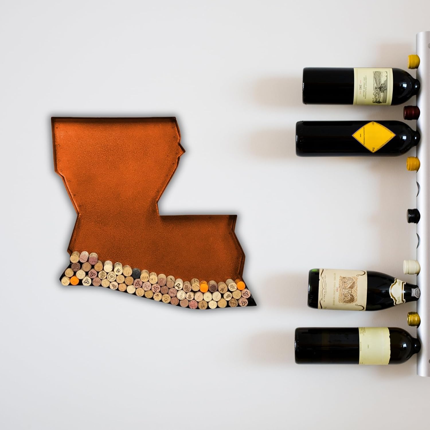 NEONSİGN Louisiana State Map Wine Cork Holder Metal Louisiana Decor Sign Wine Bar Pub Home Decoration (Brown Patina, 36 inch)