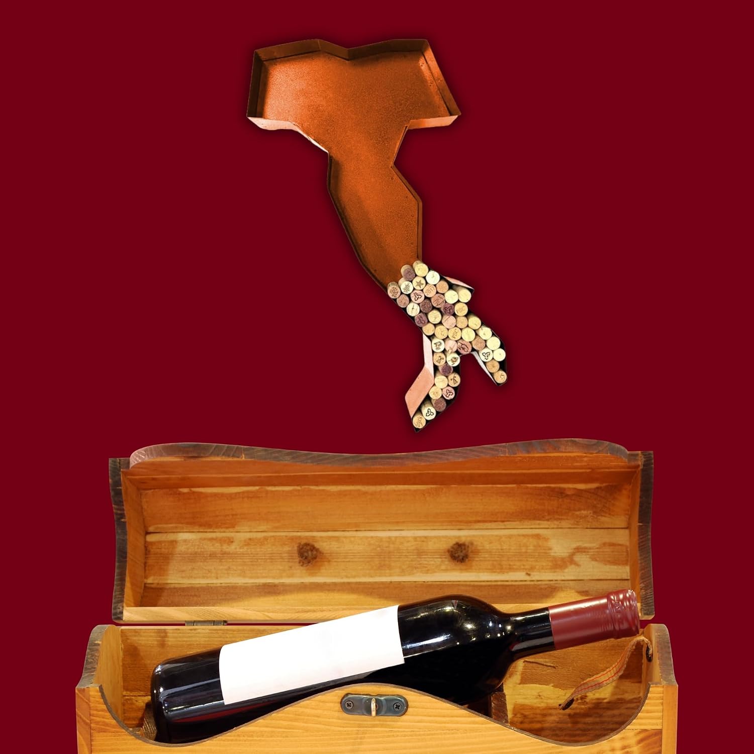 NEONSİGN Italy Map Wine Cork Holder Metal Italy Map Decor Sign Wine Bar Pub Home Decoration (Brown, 24 inch)