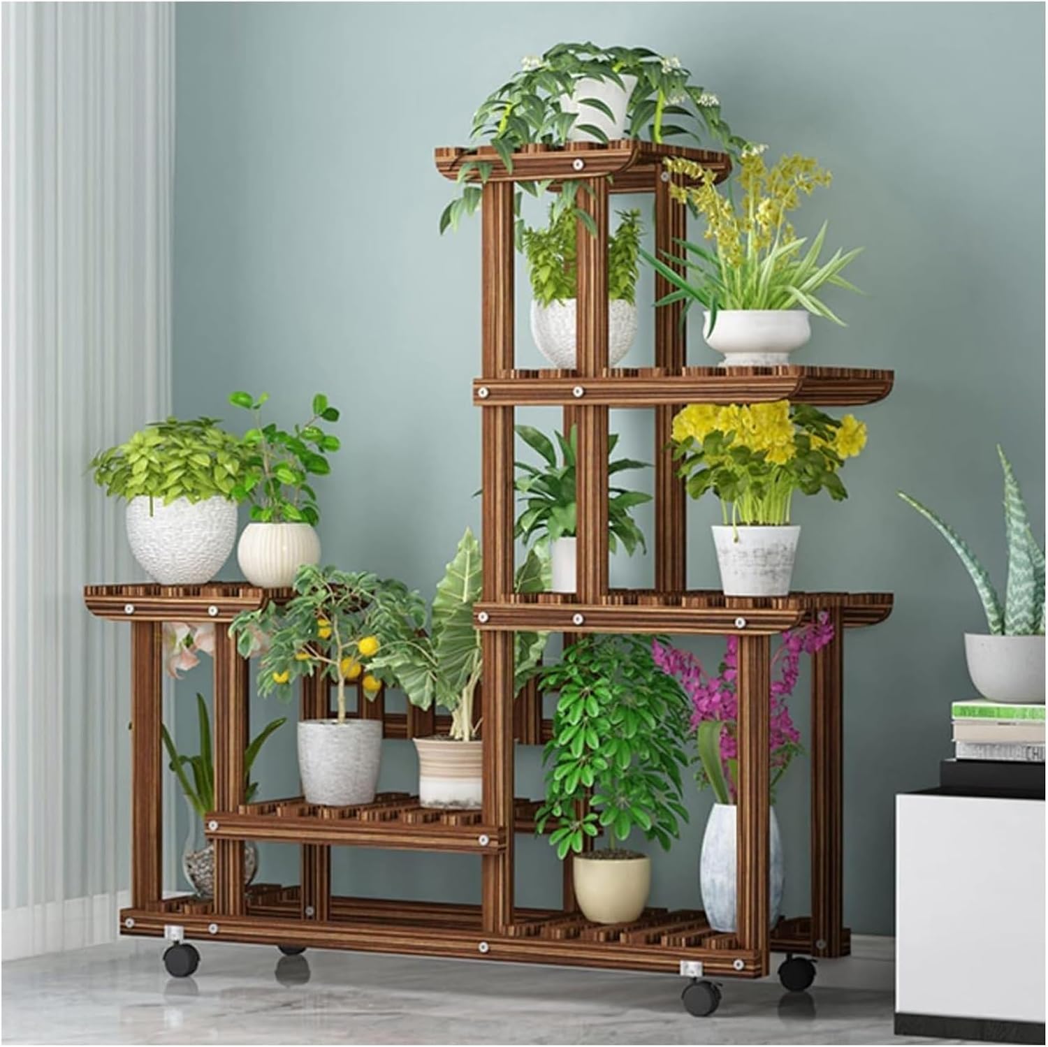 Potting Bench Table,Garden Potting Table, 5-Tier Plant Stand Indoor Tall Plant Rack Display Holder Planter Organizer Garden Plant Shelf Rack Holder in Corner Living Room Balcony Patio Yard