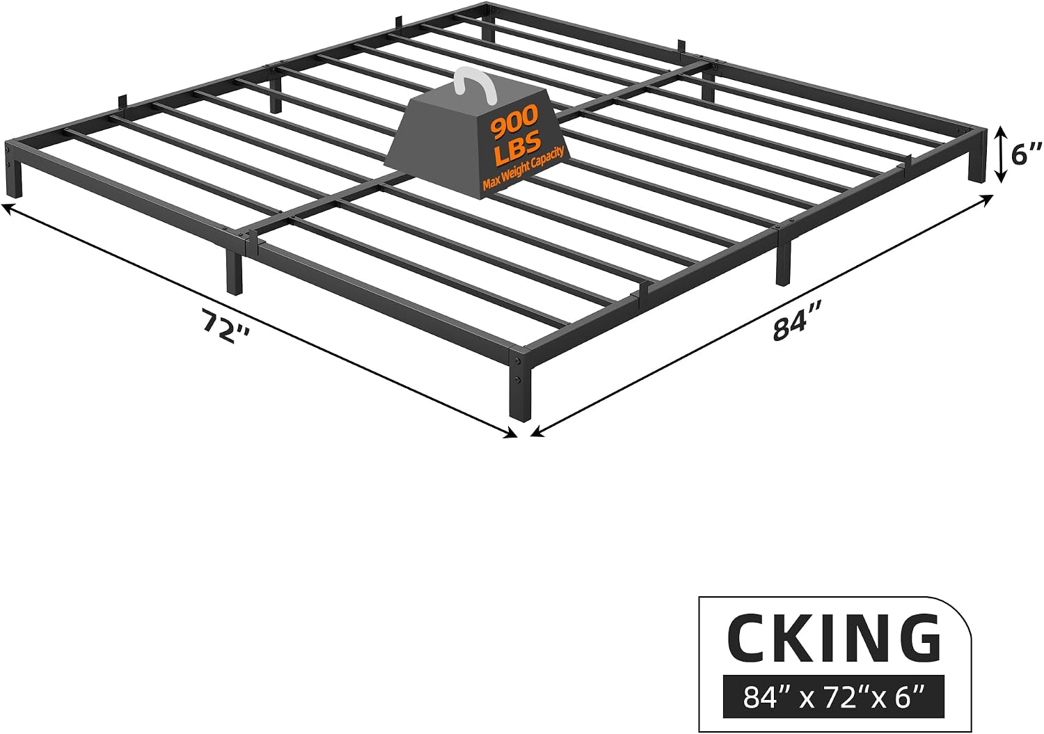 IDEALHOUSE 6 Inch California King Bed Frames with Under Bed Storage, Heavy Duty Mattress Foundation, Easy Assembly, No Box Spring Needed,84''Dx72''Wx6''H Platform Bed for Bedroom, Apartment, Metal