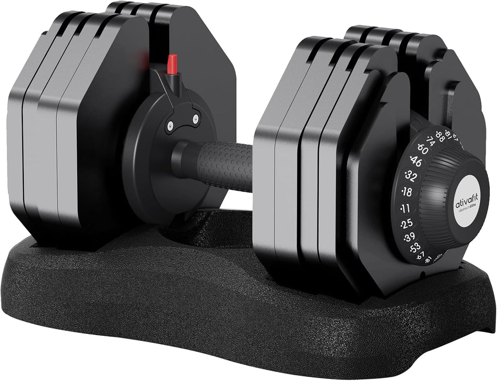 ATIVAFIT Adjustable Dumbbells Set of 2, 5–88LB Quick Adjust Free Weights with Double Safety Lock & Anti-Slip Steel Handle, Space Saving Home Gym Equipment for Full Body Strength Training