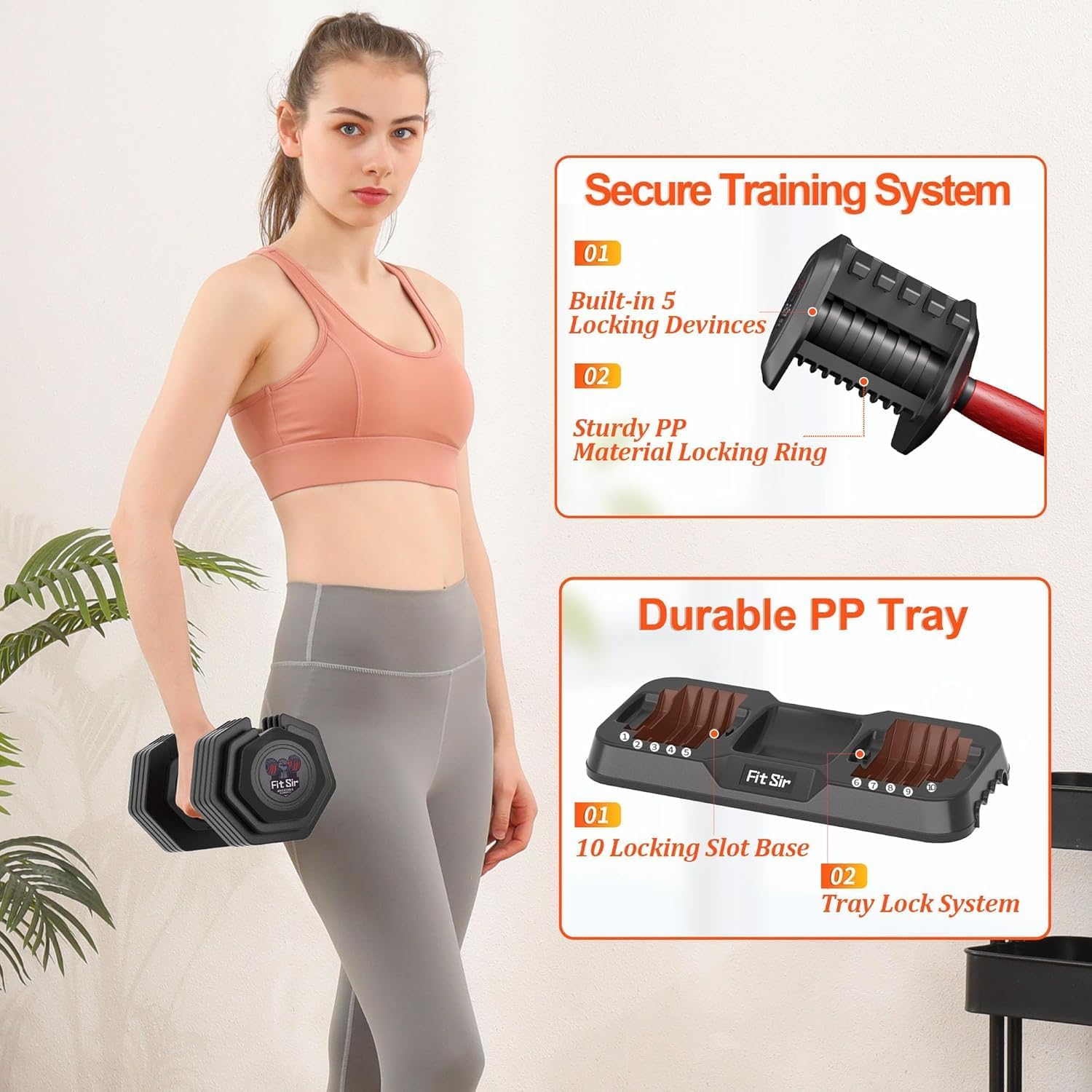 Adjustable Dumbbell Set, 10-in-1 25LB/55LB Ajustable Dumbbells with Safe Locking System, Enclosed Storage Tray, 1 Sec Fast Adjustment, Comfortable Non-Slip Textured Grip, Suitable for Home Gym Workouts Men and Women