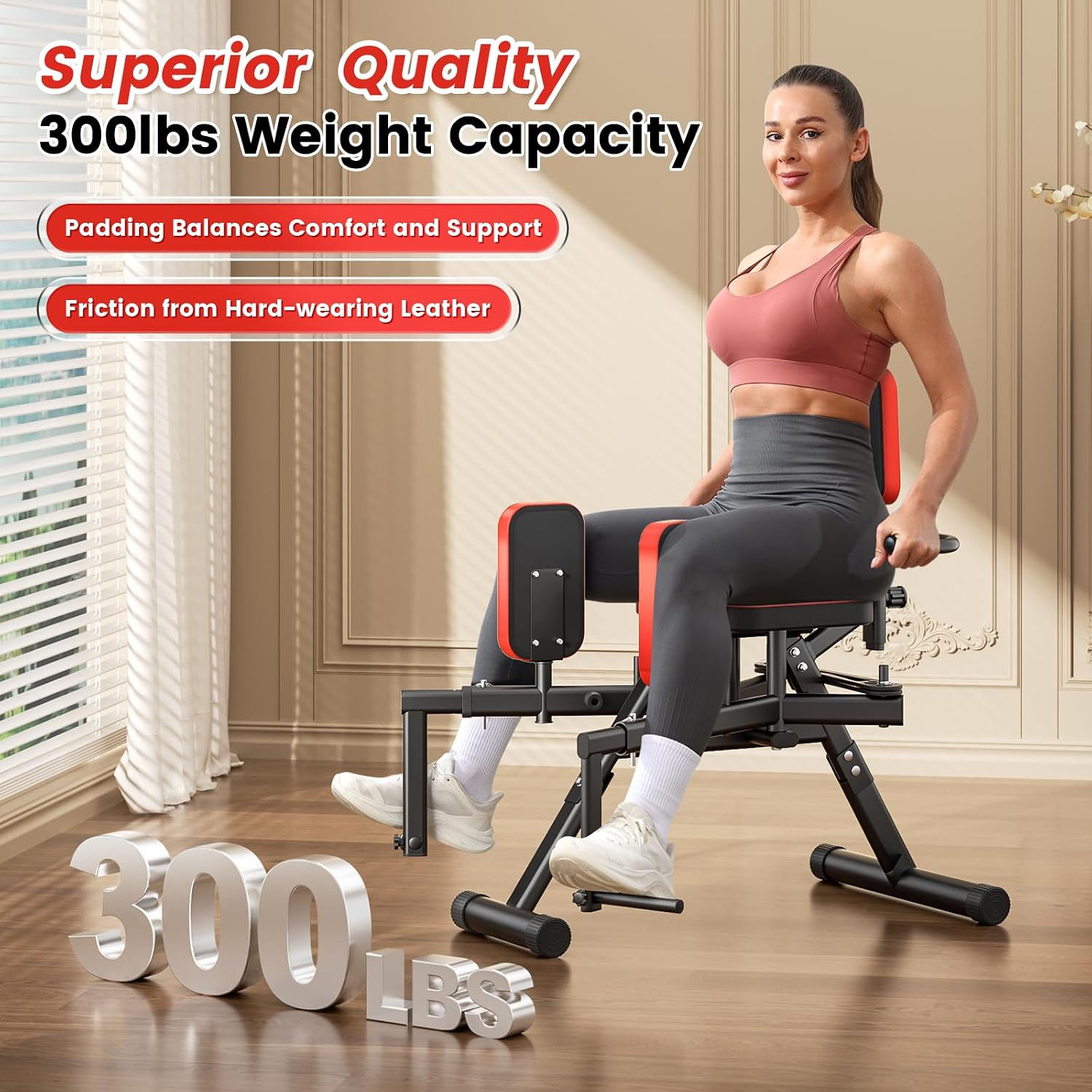 2-in-1 Hip Abductor & Adduction Machine for Home Gym, Glute Machine & Thigh Workout Equipment with 6-Level Resistance and Enlarged Padding Seat, Compact Leg Exercise Euipment for Women & Men