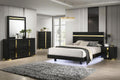 MASARA Contemporary 3-Piece Bedroom Set with Gold Accents, Black Engineered Wood and Metal Construction, Multiple, Ball-Bearing Glides, Bed with 2 Nightstnads (King)