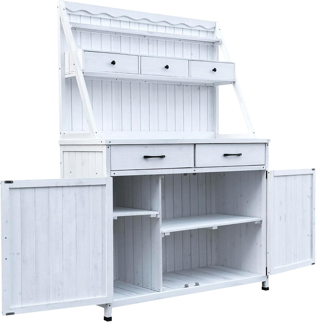 Outdoor Potting Bench Table, Tableside Cabinet Tool Cabinet,Wooden Gardening Table Tabletop and Storage Cabinet, Planting Table GWork Bench for Garden, Patio, Greenhouse