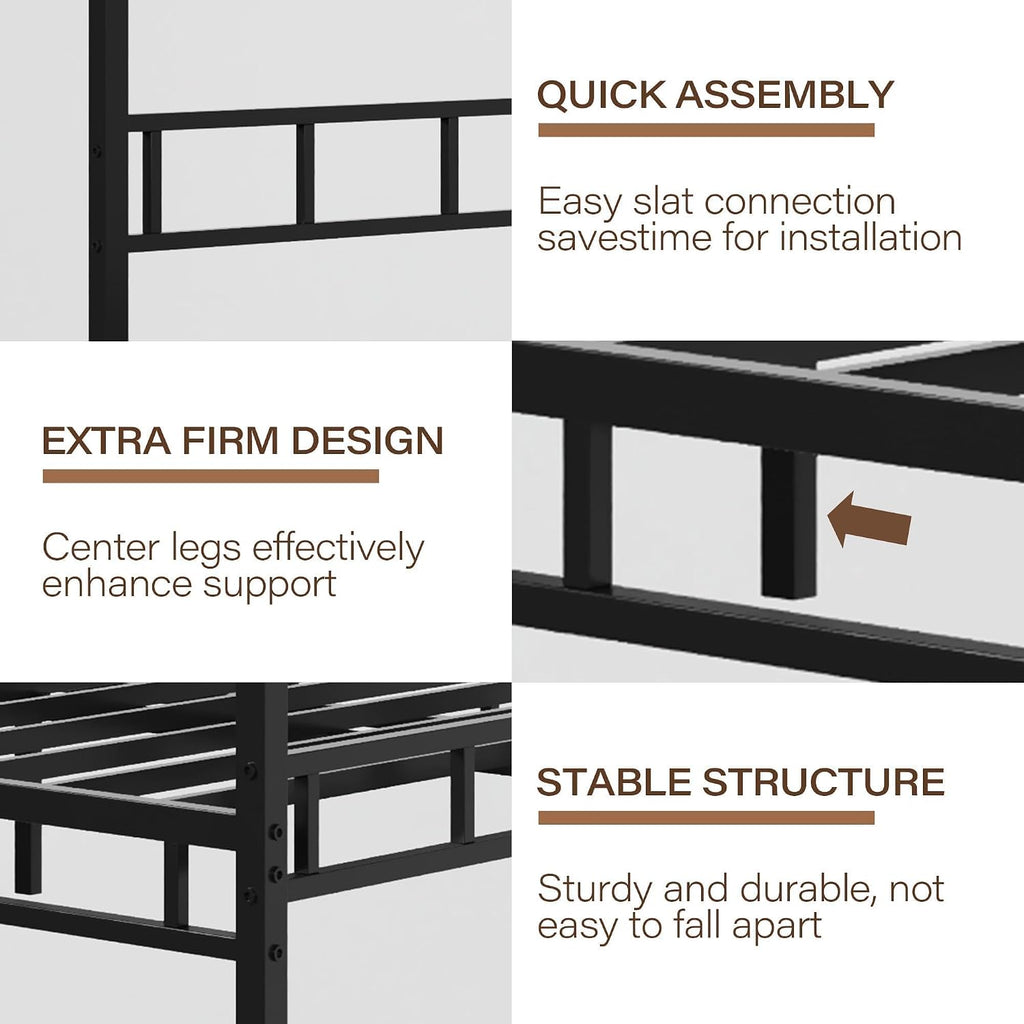 BarnFurin Full Size Metal Canopy Bed Frame,Mattress Foundation Platform with Metal Slats Support,Under-Bed Extra Storage No Box Spring Needed, Easy Assembly, Black