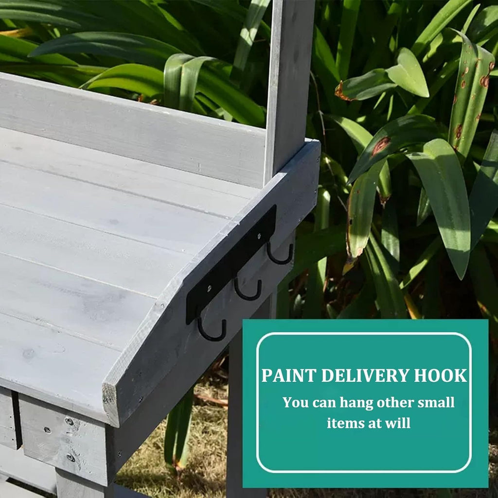Plant Shelf, Plant Stand Indoor Outdoor, Elevated Flowerpot Box with Wheels, Outdoor Potted Plant Workbench, Drawer/Adjustable Shelf/Detachable Sink