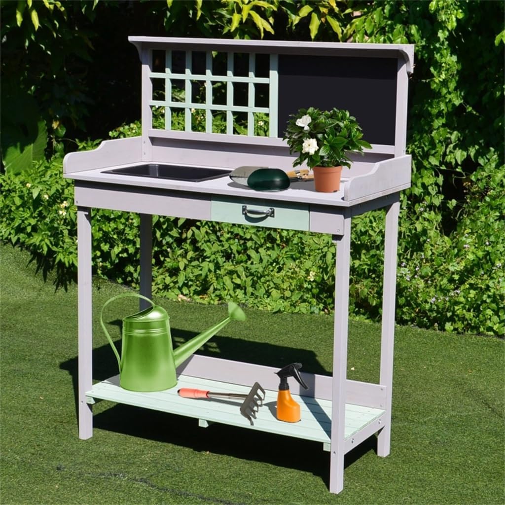 Planting Table Potting Bench with Storage Gardening Rustic Wooden Garden
