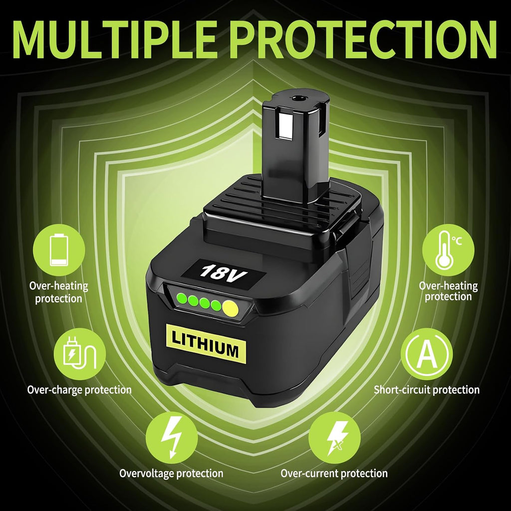 6Pack 8.0Ah P108 18V Replacement for Ryobi 18V Battery Compatible with Ryobi Battery P102 P103 P104 P105 P107 P108 P109 P190 P122 Cordless Tool Battery Packs