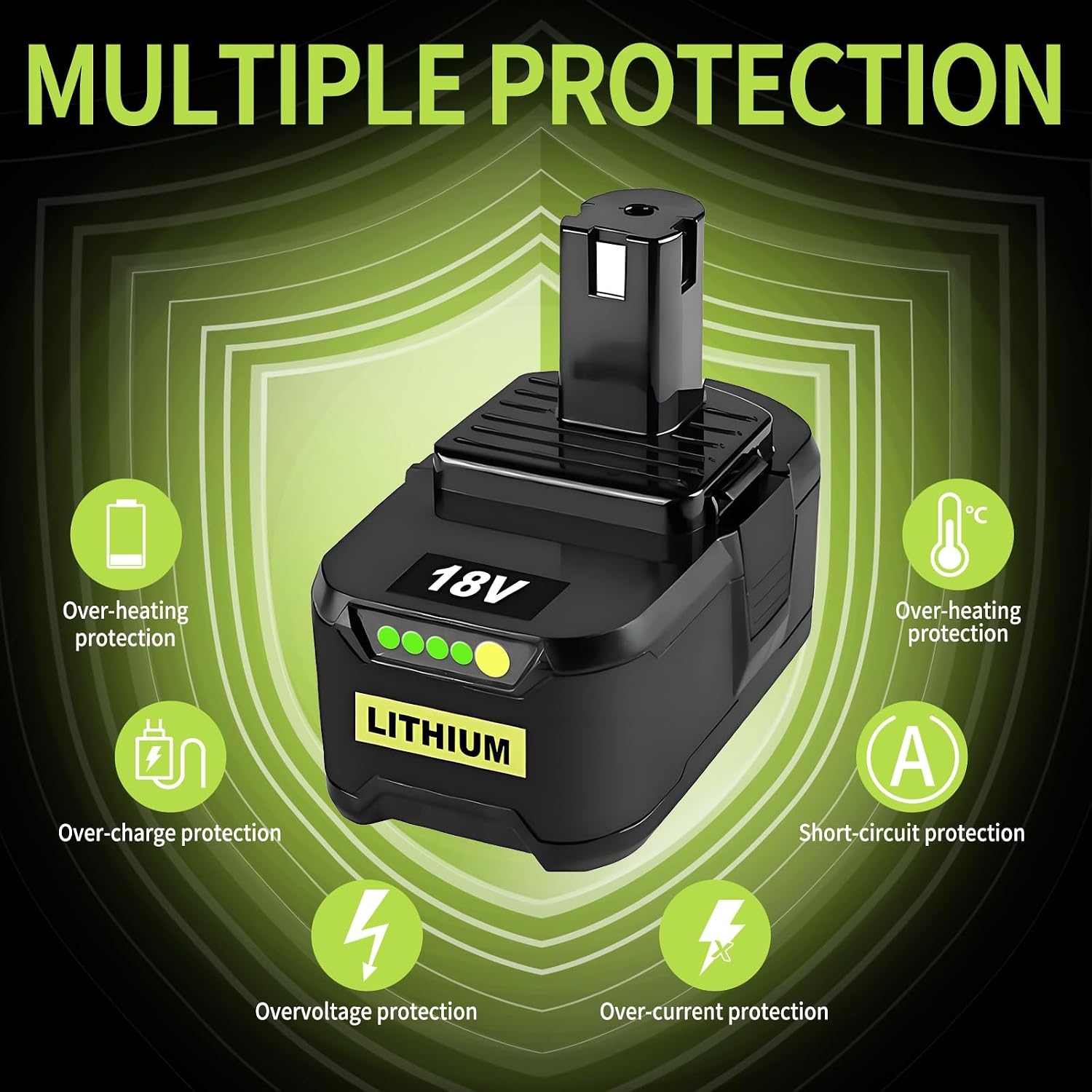 6Pack 8.0Ah P108 18V Replacement for Ryobi 18V Battery Compatible with Ryobi Battery P102 P103 P104 P105 P107 P108 P109 P190 P122 Cordless Tool Battery Packs