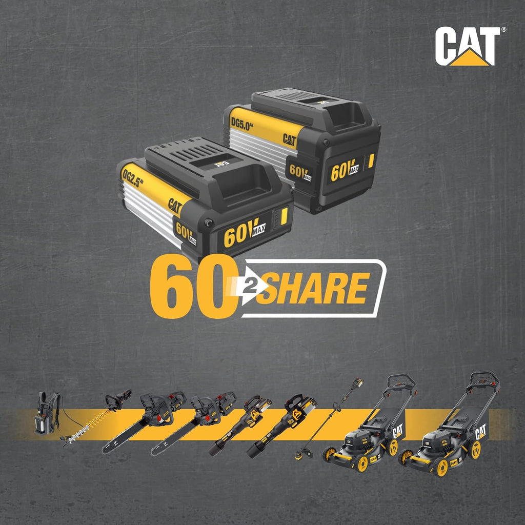 Cat DG610 60V 15' Brushless String Trimmer Cordless with Dual Line Bump Feed Head, Edger with Quick Line Load, Weed Trimmer with ECO Mode for Extended Runtime – Battery & Charger Included