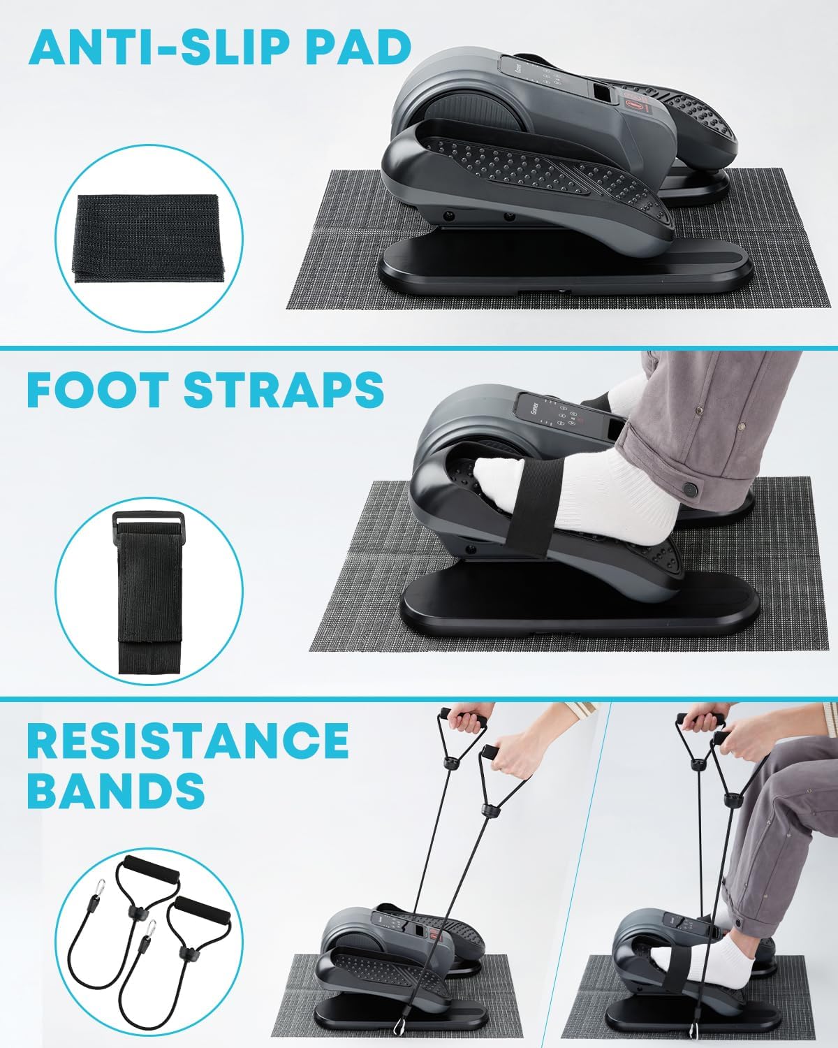 Gonex Under Desk Elliptical Machine Electric Seated Pedal Leg Exerciser Quiet Portable Fitness Exercise Equipment While Sitting with Remote for Seniors, 16 Adjustable Speeds Fully Assembled