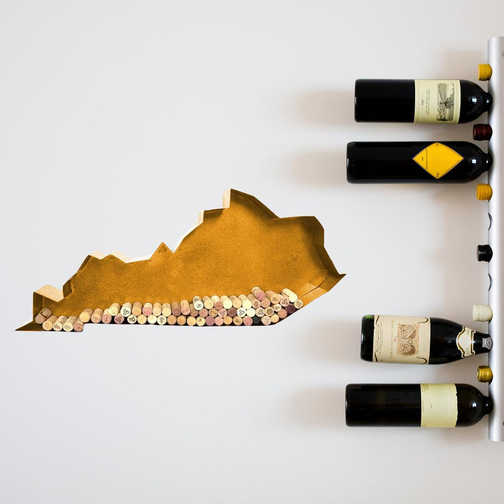 NEONSİGN Kentucky State Map Wine Cork Holder Metal Kentucky Decor Sign Wine Bar Pub Home Decoration (Gold, 18 inch)