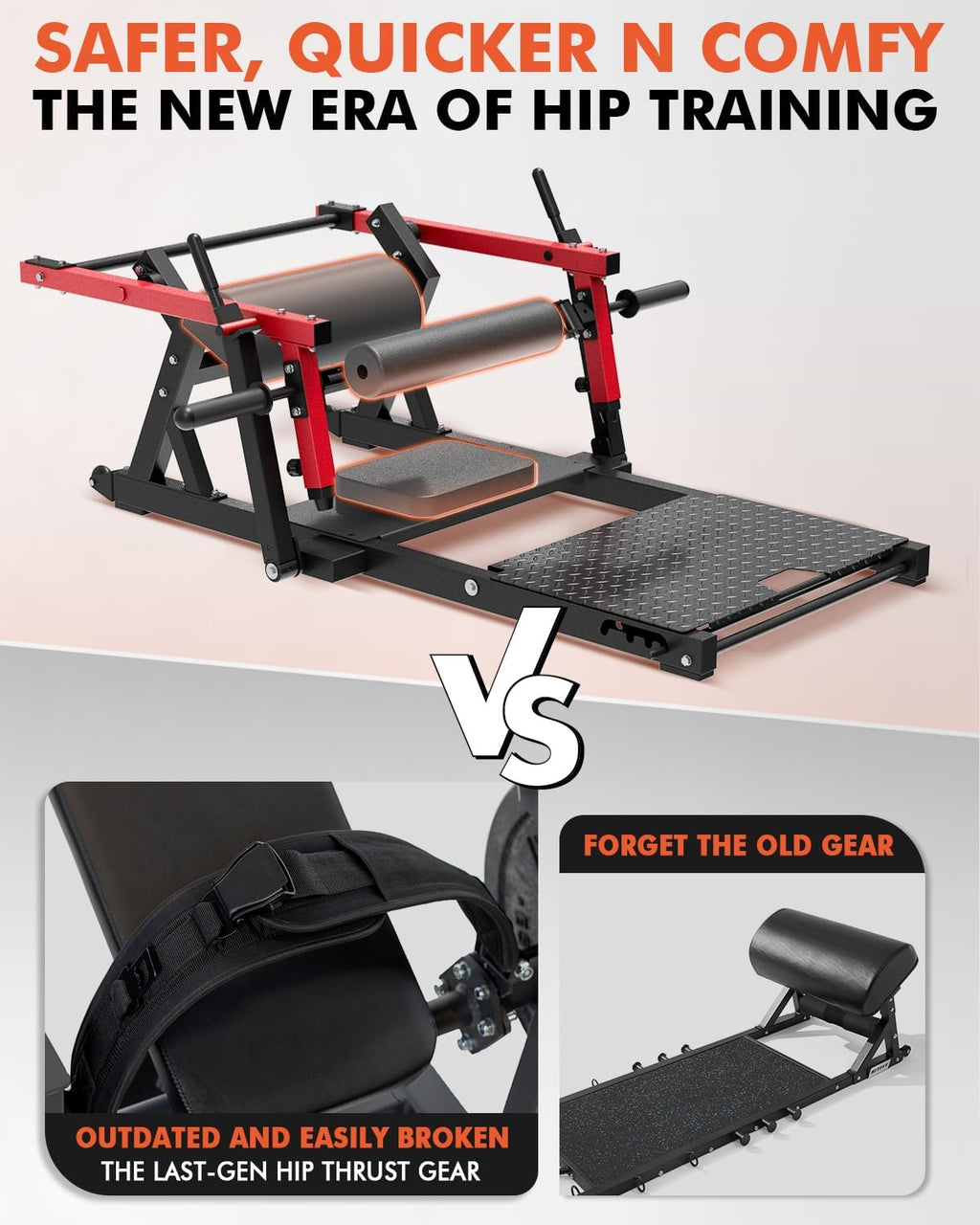 GMWD Hip Thrust Machine, 800LBS Plate-Loaded Glute Bridge Machine with Weight Holder, Heavy Duty Butt Exercise Equipment for Glute Muscles Building and Butt Shaping, Adjustable Footboard(R100LB