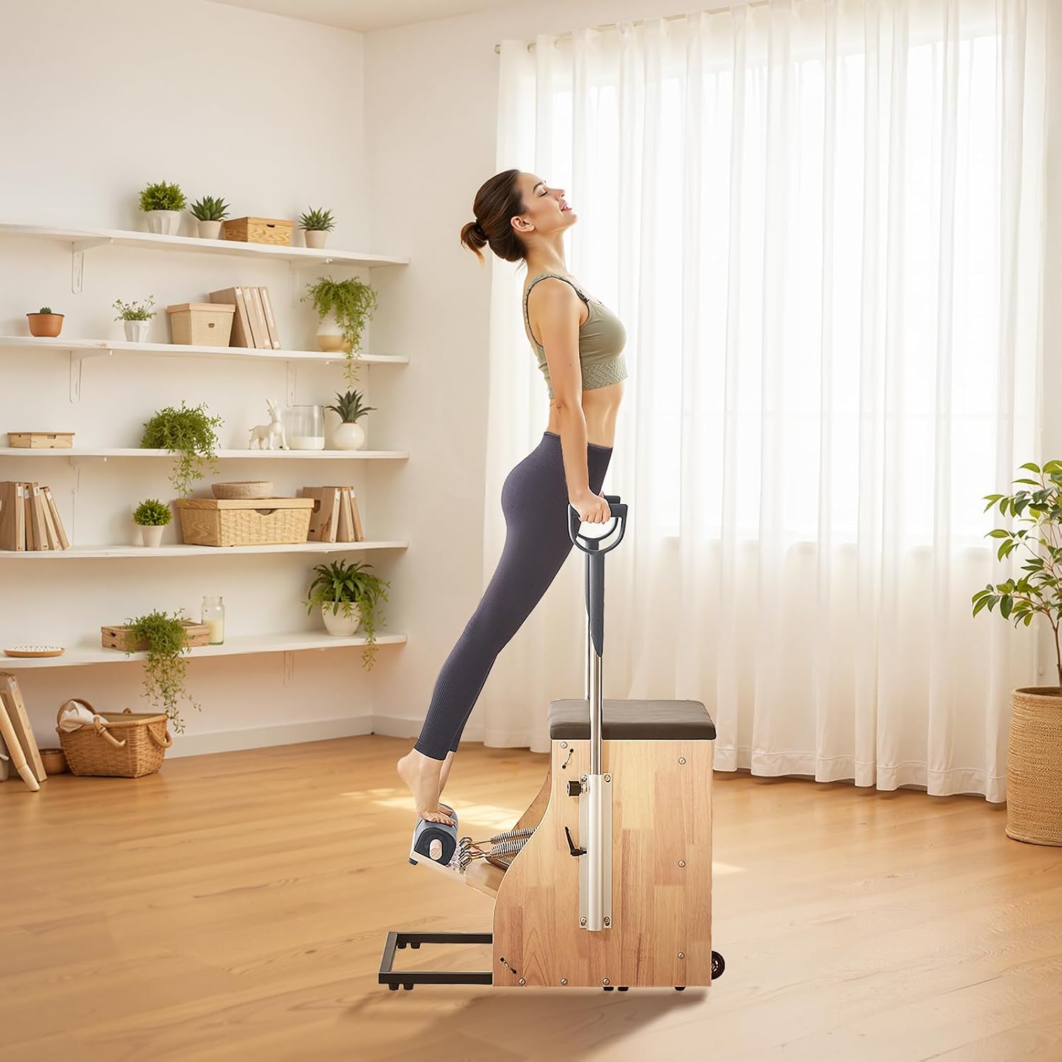 VEVOR Pilates Reformer Foldable, Suitable for Intermediate and Beginners Users, Pilates Equipment for Home Gym Studio Use with 4 Adjustable Resistance Spring, Up to 400 LBS