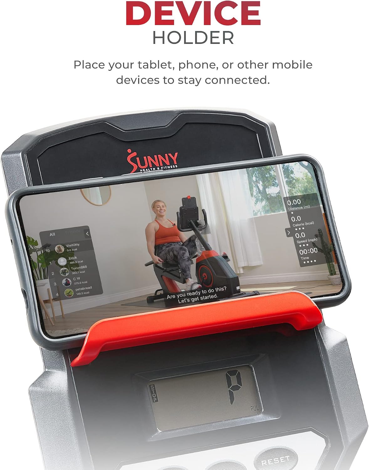 Sunny Health & Fitness Smart Recumbent Exercise Bike, Adjustable Cushion Seat & Mesh Back-Rest for Home Training, Magnetic Resistance & Belt-Drive for Quiet & Smooth workout, Free SunnyFit App Connect