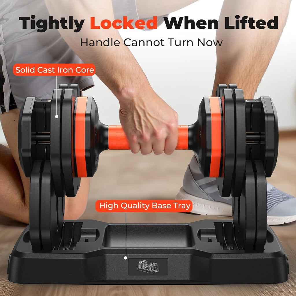 FLYBIRD Adjustable Dumbbell Set of 2, 110LB/50LB Weights Dumbbell Set for Home Gym Exercise & Fitness, Fast Change Weights with Anti-Slip Handle, Multiweight Options for Full Body Workout