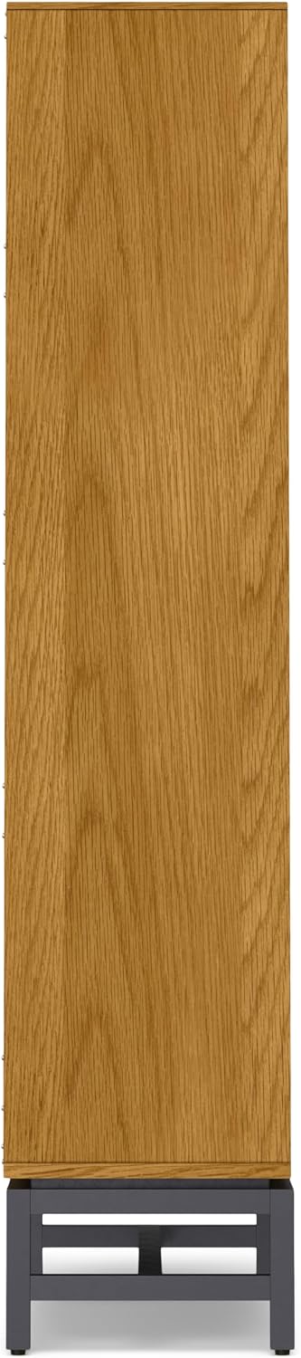 SIMPLIHOME Banting Bookcase - 66 inch Tall Solid Oak Veneer and Metal Bookshelf, Industrial Storage for Living Room, Study Room or Office with Open Shelves and Metal Frame