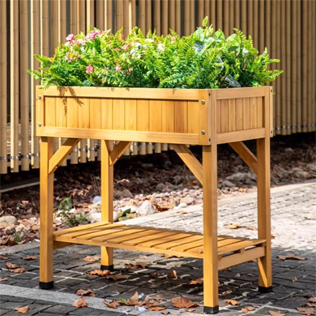 Potting Bench Table, Wooden Horticulture Planting Worstation,Double Flower Stand,Planting Box,Outdoor Succulent Storage Rack,Outdoor Wood Workstation Table, for Garden Patio Fur, A