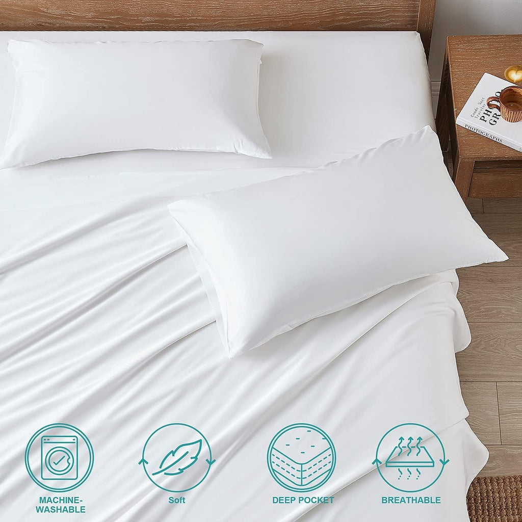 4 Piece Solid Bed Sheet Set- 600TC Egyptian Cotton - Luxury Bedding Set Fits Up to 19 Inches Deep Pocket - 4 Piece Sheet Set (Twin Size, Sky Blue)