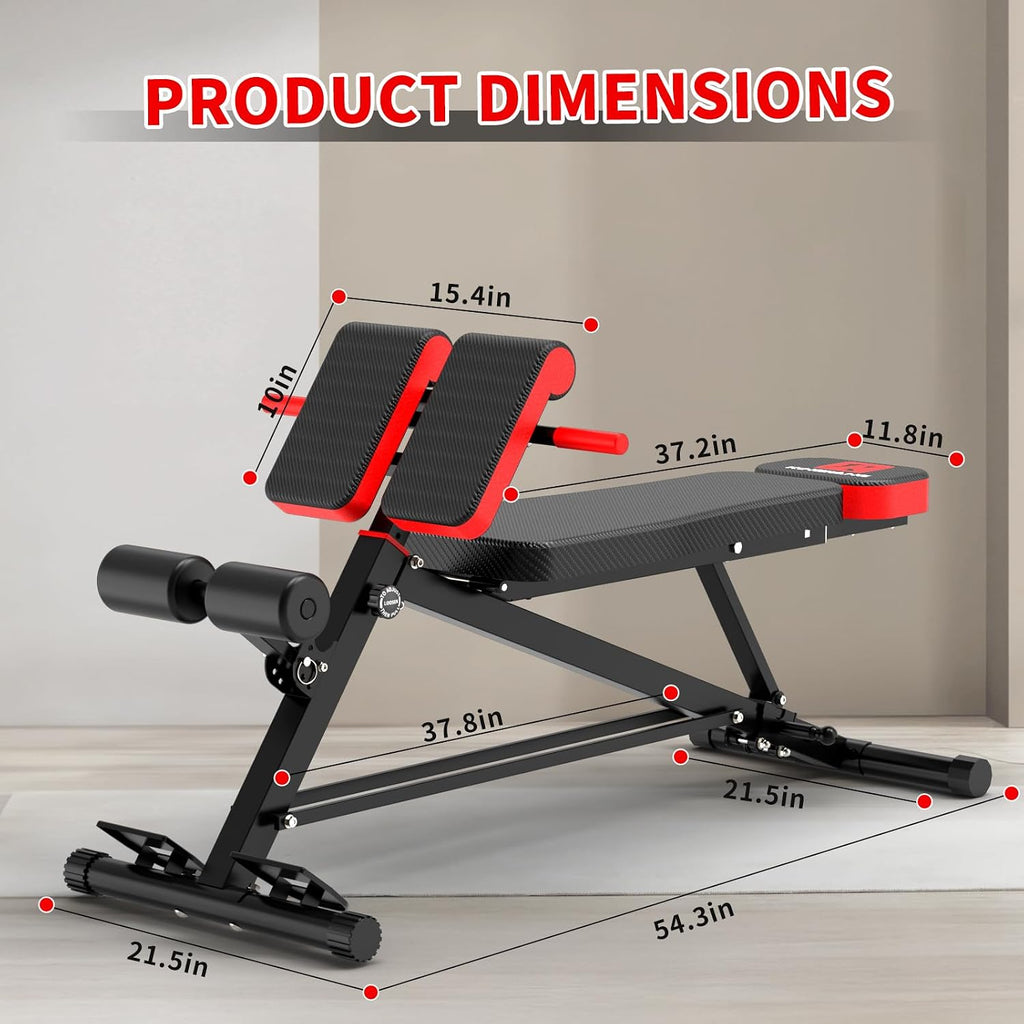 K KiNGKANG Adjustable Weight Bench,Multi-Functional Roman Chair for Full All-in-One Body Workout Hyper Back Extension and Sit up