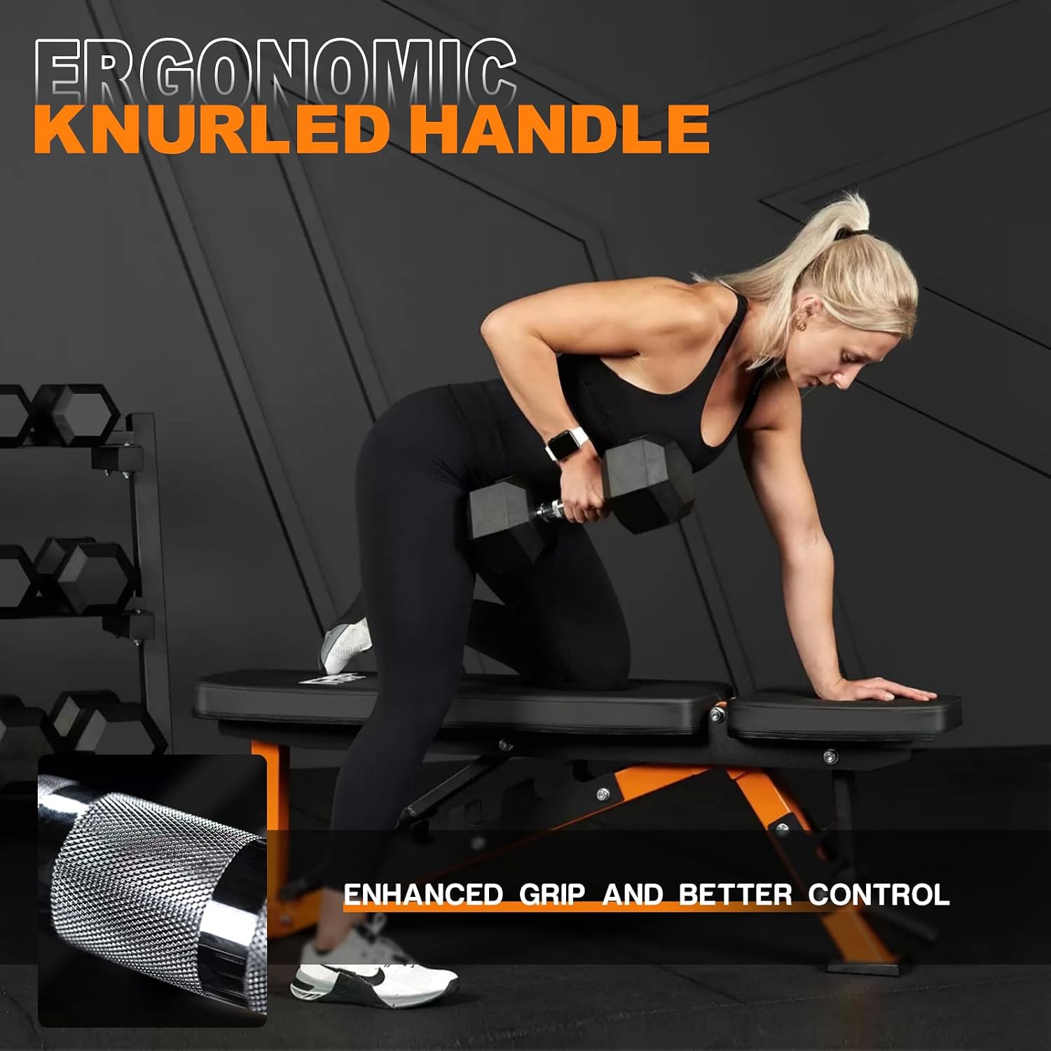 Mikolo Dumbbell Sets with Rack, Rubber Hex Dumbbells, Multiple Choices in 160/200/380/450/550LB, Hand Weights with Chrome Handle for Strength Training