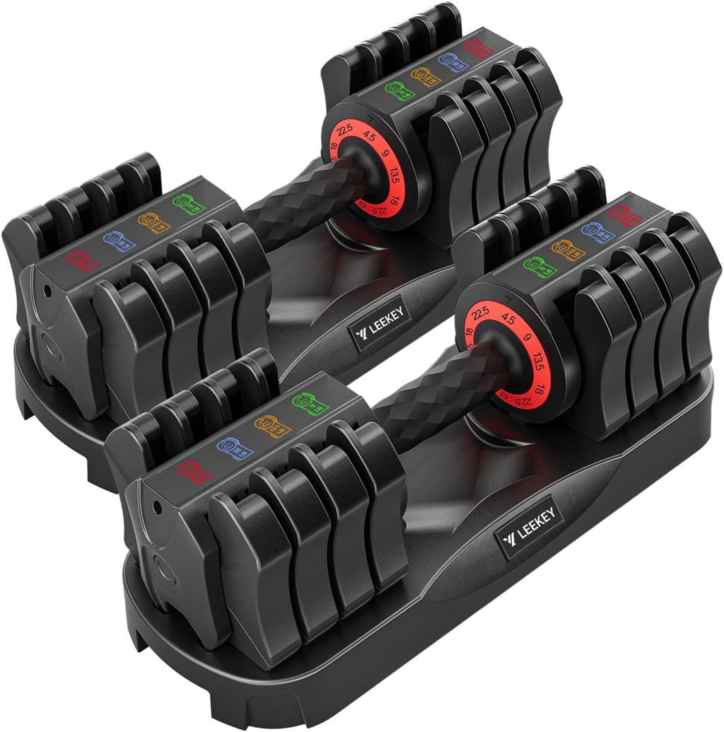 LEEKEY Adjustable Dumbbells, Dumbbells with Anti-Slip Handle for Exercise & Fitness Fast Adjust Weight, Innovative Workout Equipment, Dumbbell Set Adjustable Weight