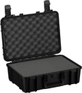 Condition 1 18' Medium Waterproof Hard Case with Foam, Model 801, Portable Protective Storage Box for Travel, Tactical Gear, Made in USA, 18.36'x13.70'x 7.03' Black