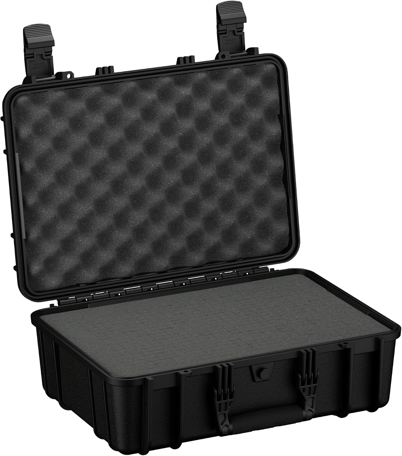 Condition 1 18' Medium Waterproof Hard Case with Foam, Model 801, Portable Protective Storage Box for Travel, Tactical Gear, Made in USA, 18.36'x13.70'x 7.03' Black