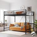 VINGLI Queen Loft Bed with Flat Rungs for Adults, Kids and Young Teens, No Box Spring Required,Heavy Duty Metal Slat Support, Black