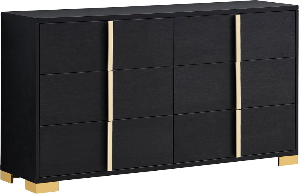 Coaster Home Furnishings Marceline Contemporary 5-Piece Bedroom Set Full Size LED Panel Bed Frame 51-inch Headboard Black 222831F-S5