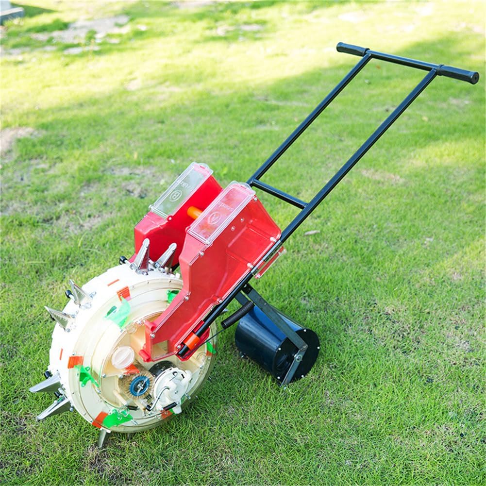 Seed Sower & Fertilizer Applicator, Manual Garden Seeder, Garden Push Seeder Planter, Simultaneous Sowing and Fertilization, Lawn & Garden Spreaders,6 Mouths(