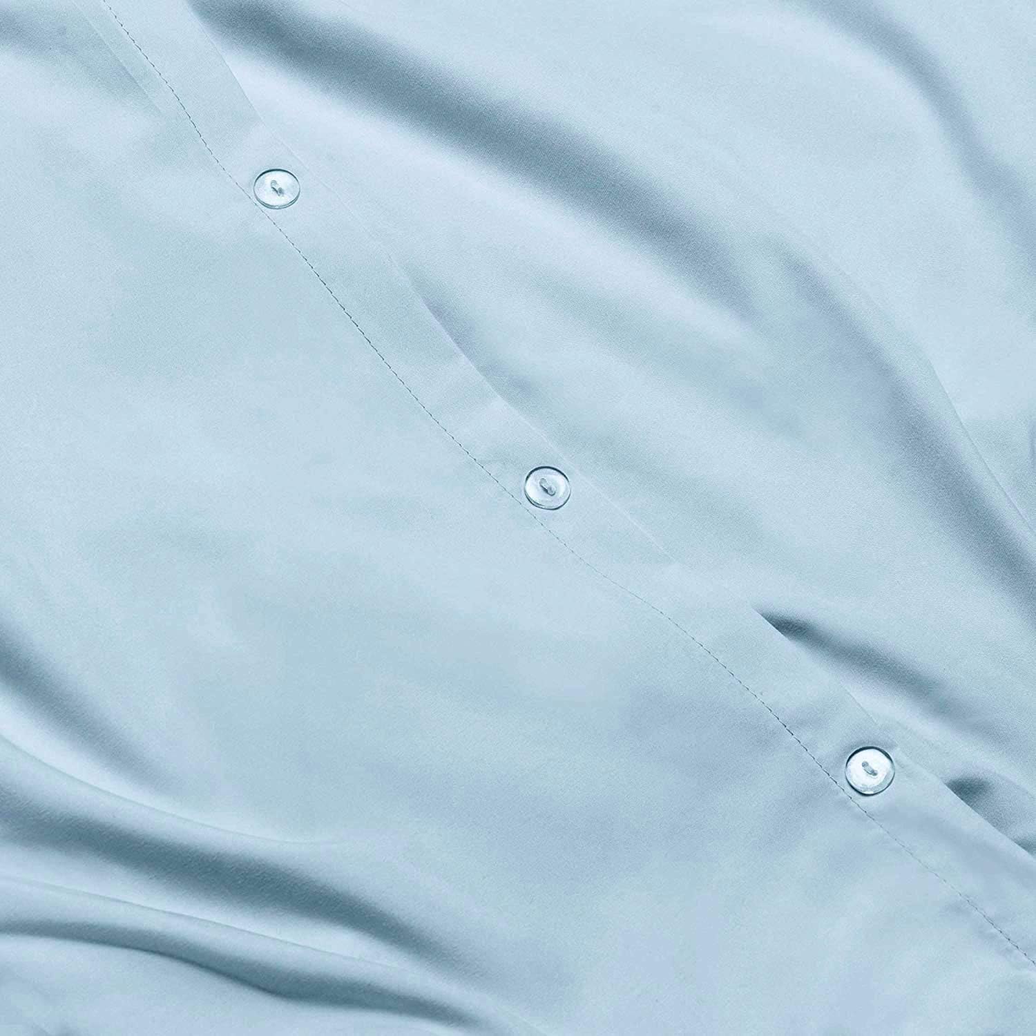 4 Piece Bed in a Bag Set 100% Cotton 1000 Thread Count Duvet Cover Pillow Shams & Fitted Sheet with Extra Deep Pocket Soft Bedding(King Size, Sky Blue)