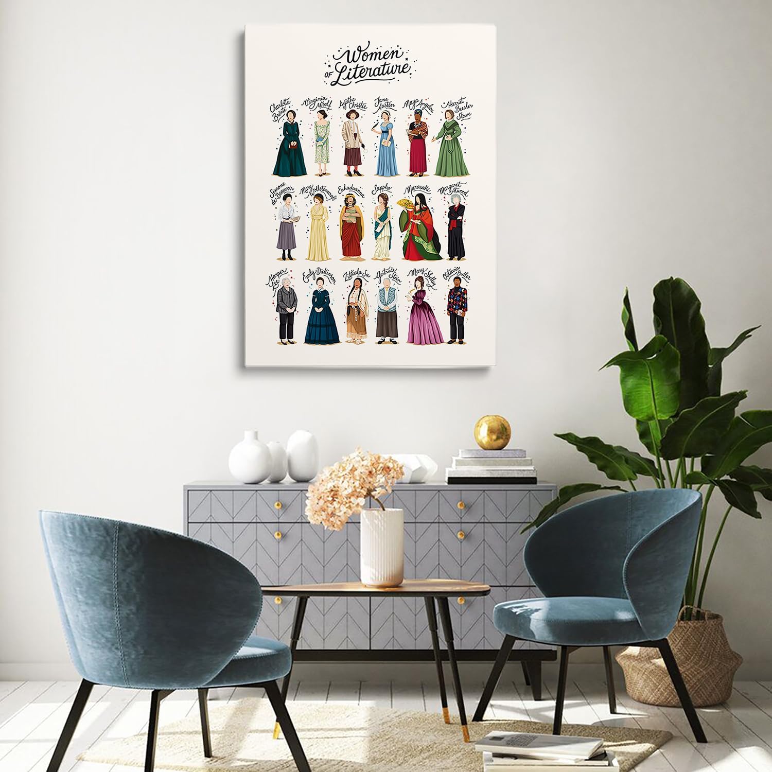 Women Writers Wall Art,Women of Literature Print,Feminism Literary Gift, Book Lover Gift for Her,Inspiring Wall Art,Poetry Lover,Women Empowerment,Classroom Reading Room Decor20x30inch Framed Art