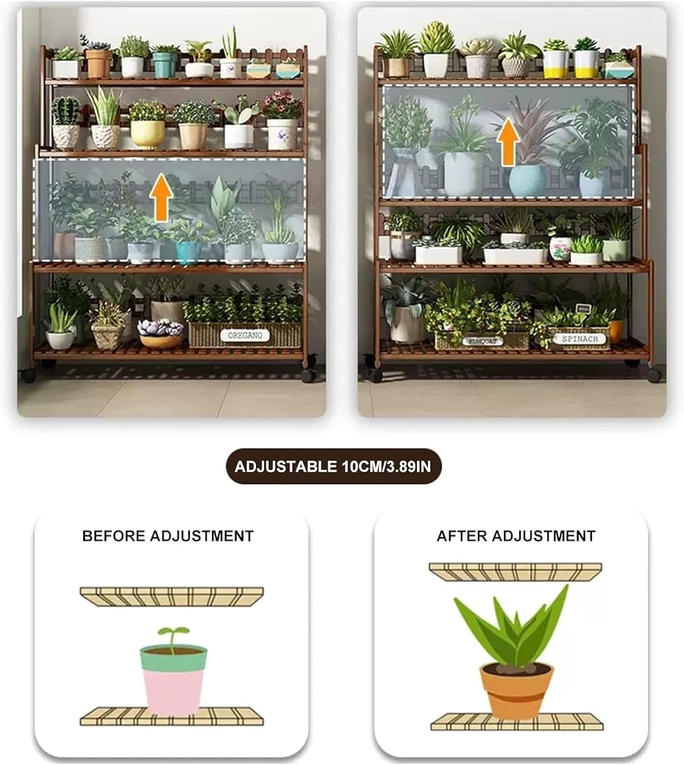 Potting Bench Table,Garden Potting Table, Plant Stand Tall Plant Stand for Indoor Plants Multi-Tier Planter Pot Holder Flower Stand Outdoor Corner Plant Shelf Flower Stands for Living Room Balcony and