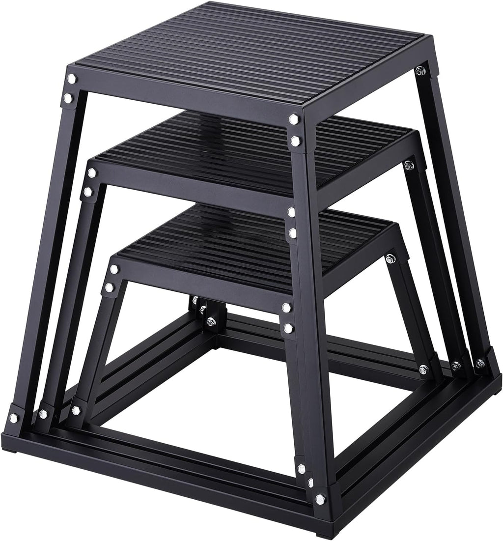 VEVOR Plyometric Jump Box, 18 Inch Plyo Box, Steel Plyometric Platform and Jumping Agility Box, Anti-Slip Fitness Exercise Step Up Box for Home Gym Training, Conditioning Strength Training