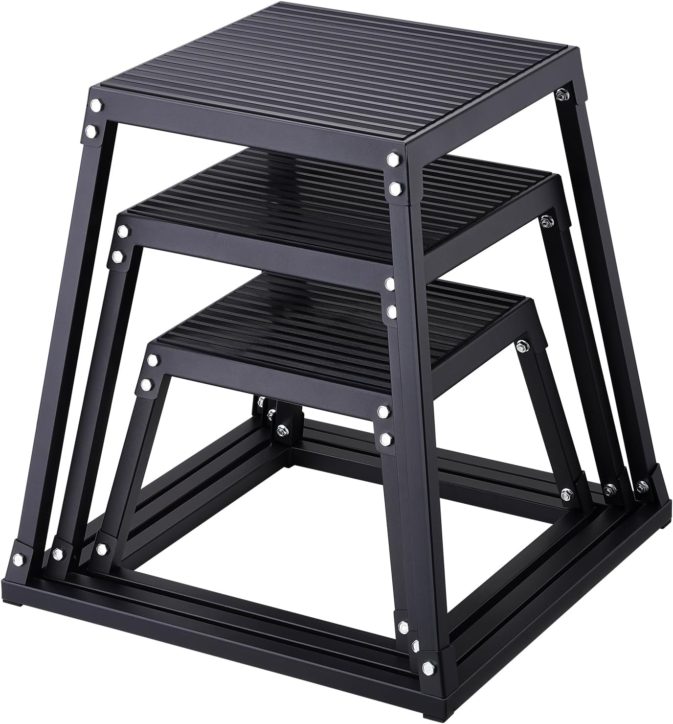 VEVOR Plyometric Jump Box, 18 Inch Plyo Box, Steel Plyometric Platform and Jumping Agility Box, Anti-Slip Fitness Exercise Step Up Box for Home Gym Training, Conditioning Strength Training
