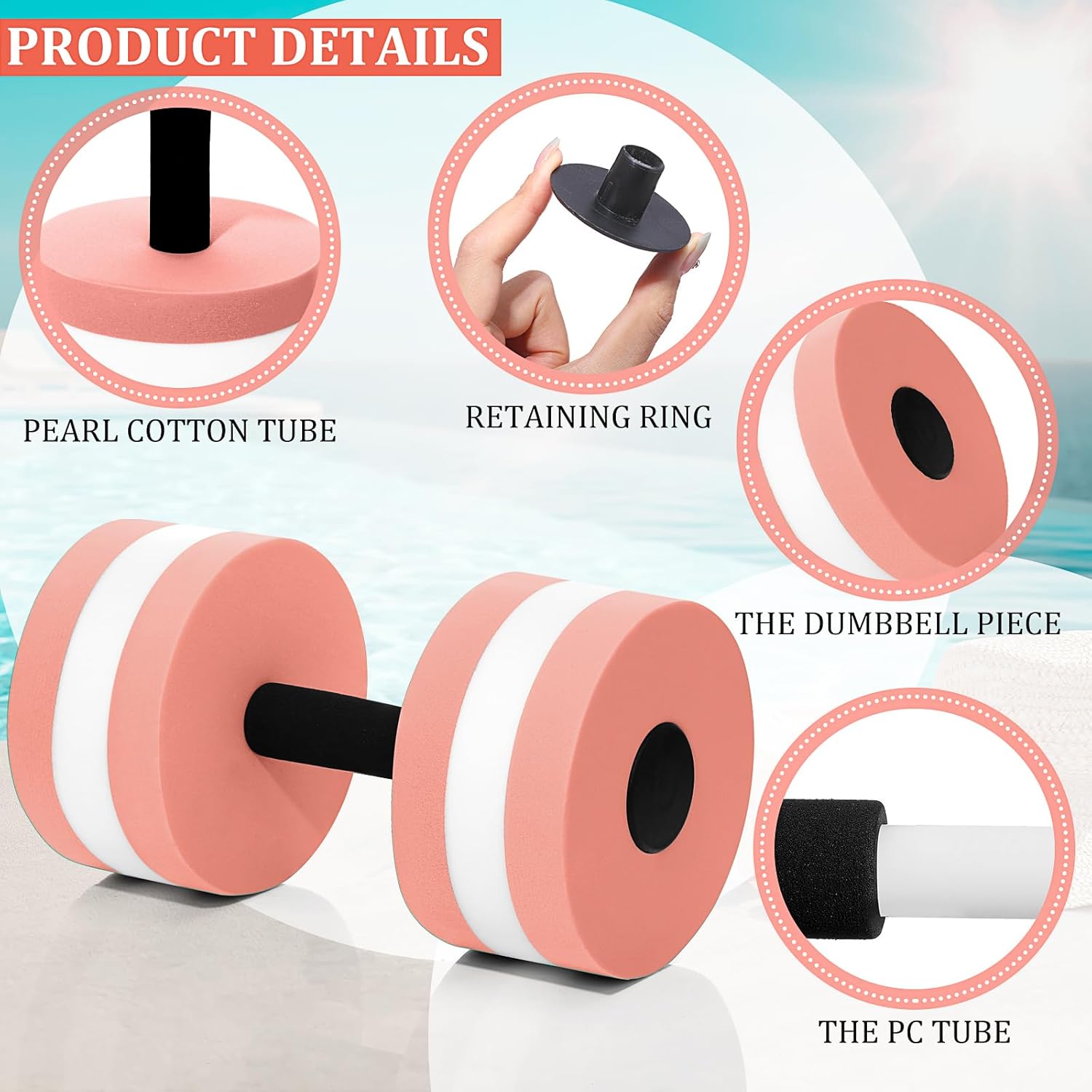 Shappy Water Weight Aquatic Exercise Dumbbells for Pool Macaron Color Aerobics Equipment EVA Foam Dumbbells Aquatic Exercise Equipment Hand Bar