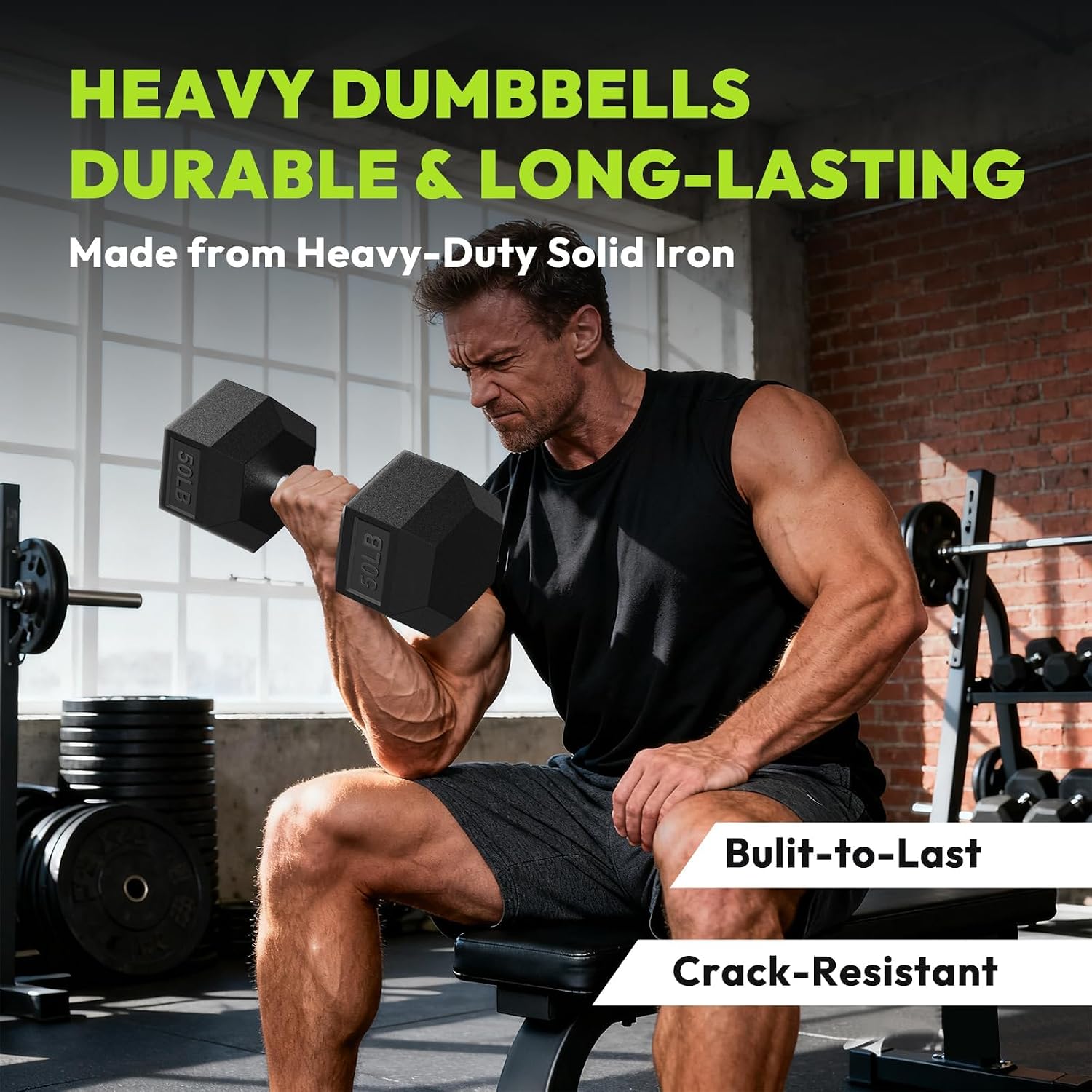 HANDBODE Hex Dumbbell 30-570 lb Dumbbell set, Rubber Encased Exercise & Fitness Dumbbells, Hand Weight for Strength Training