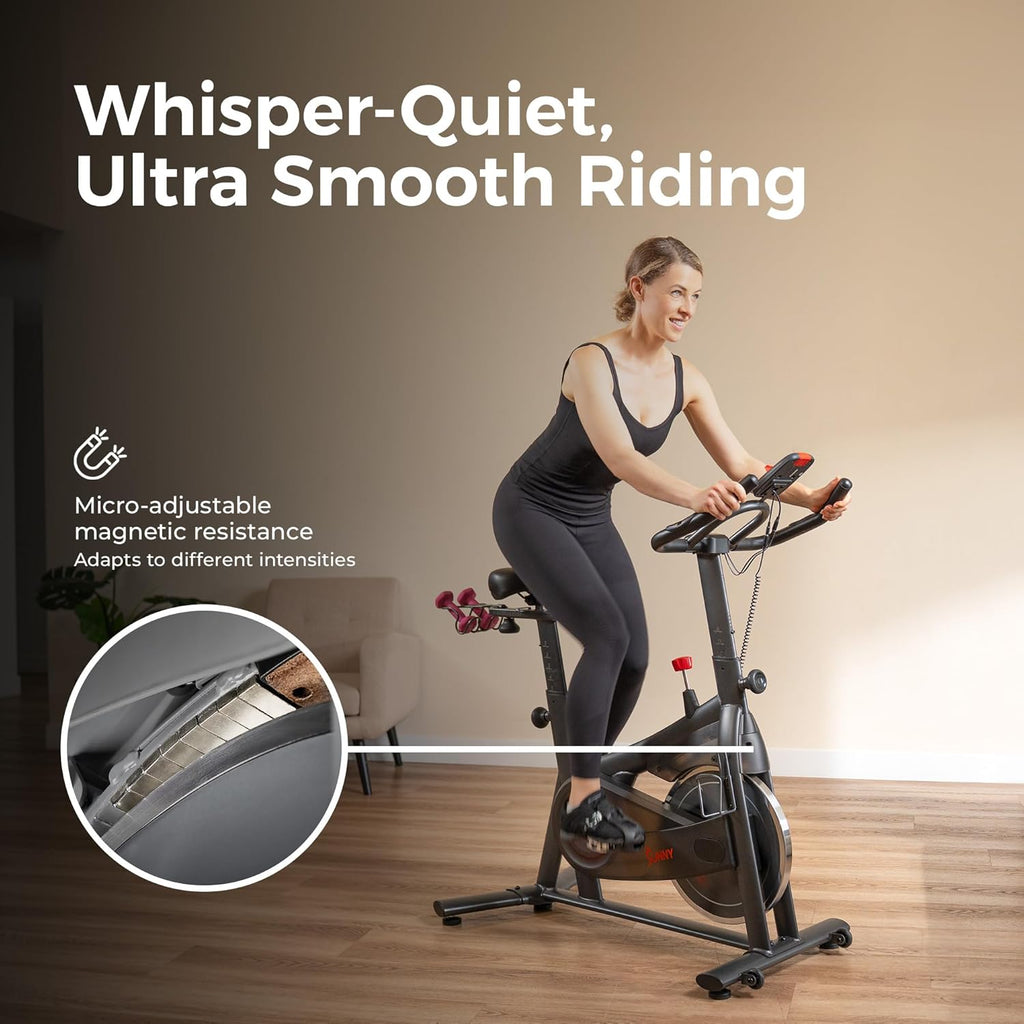Sunny Health & Fitness Smart Magnetic Indoor Cycling Bike, Stationary Exercise Cardio Equipment, Free SunnyFit Training App