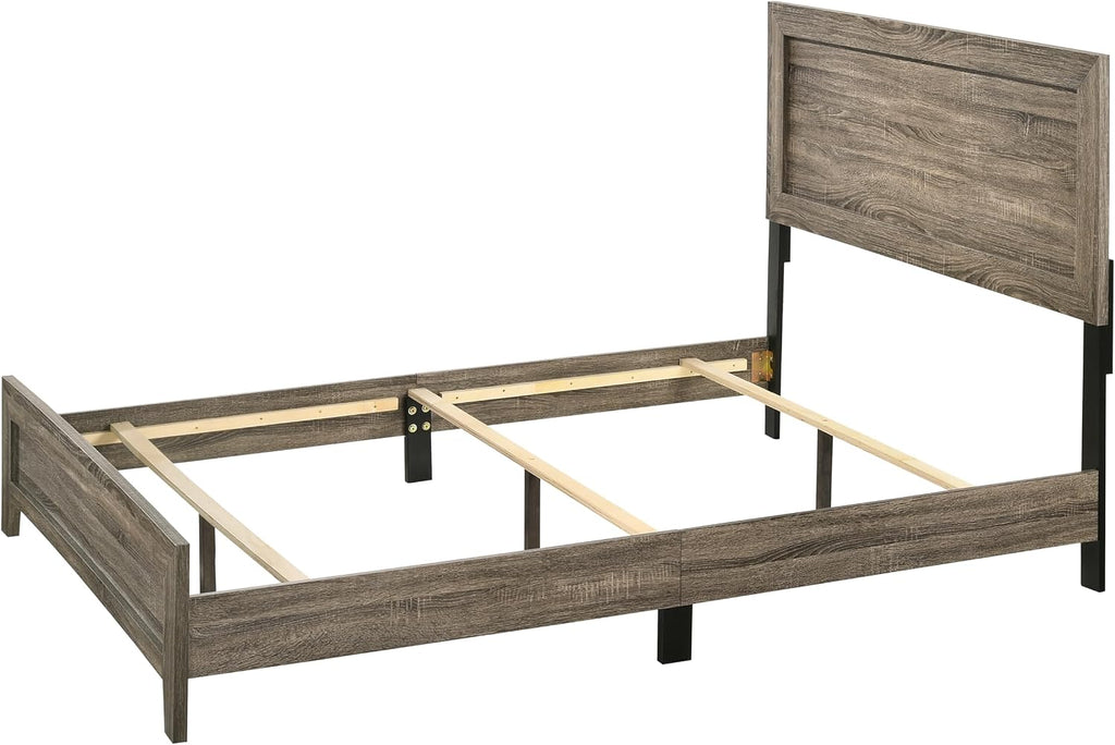 3pc Contemporary Wooden Bedroom Set Full Size Panel Bed and 2X Storage Nightstands Gray Finish