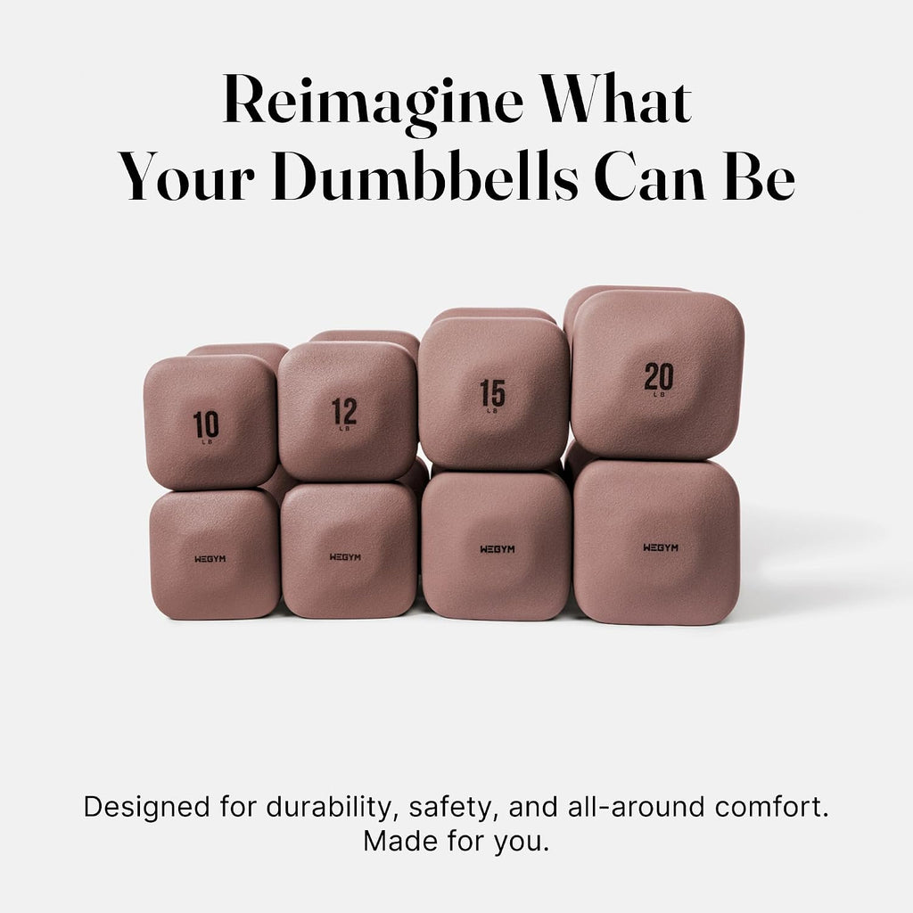 WeGym SafeGrip Square Dumbbells with Anti Slip Handles, Aesthetic Free Weights for Home Workouts, Stable Design Prevents Rolling during Floor Exercises