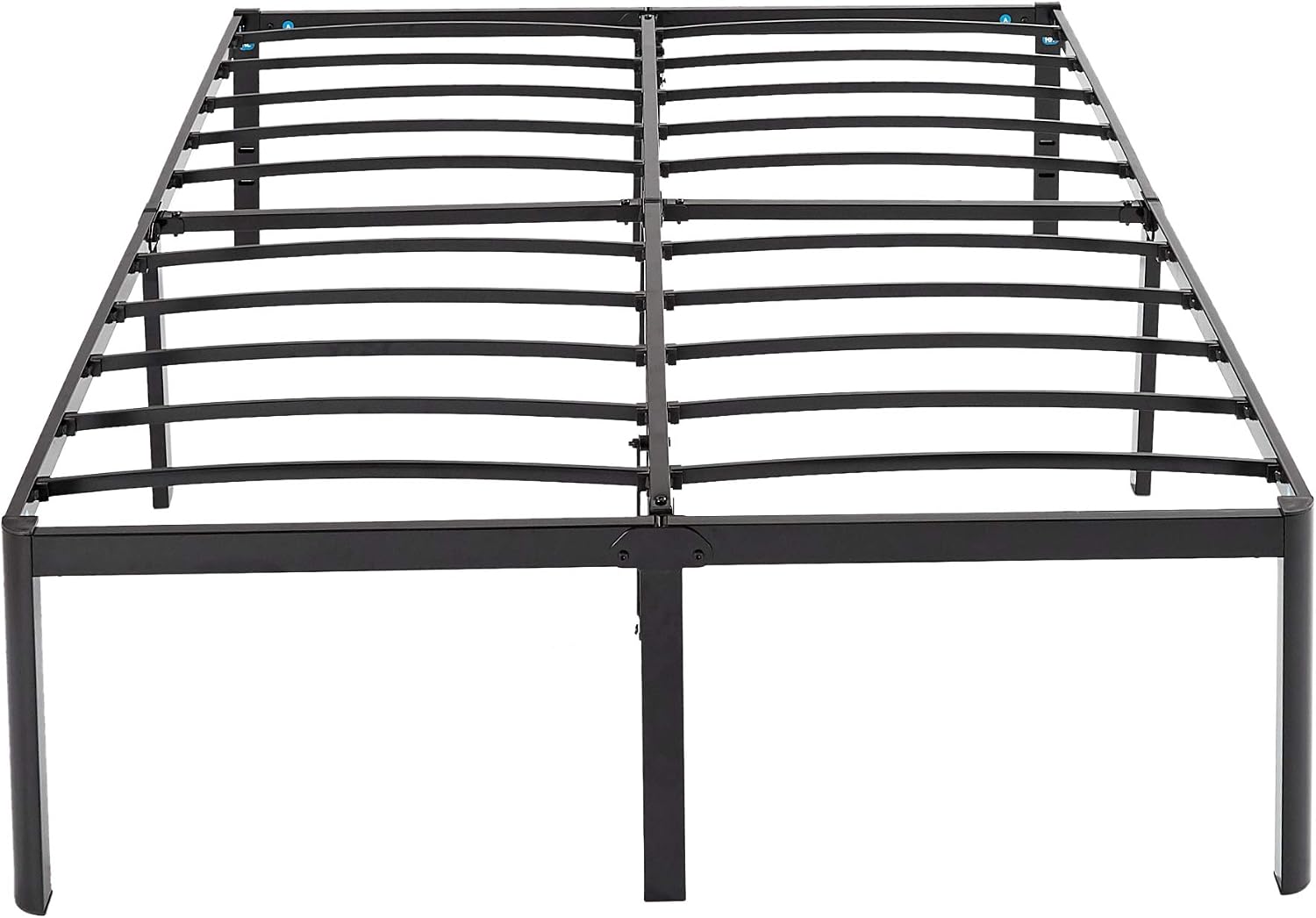 Amazon Basics Heavy-Duty Non-Slip Bed Frame with Steel Slats, 18' Height for Storage Space, Sturdy Support for Mattress, Easy Assembly, Queen, Black