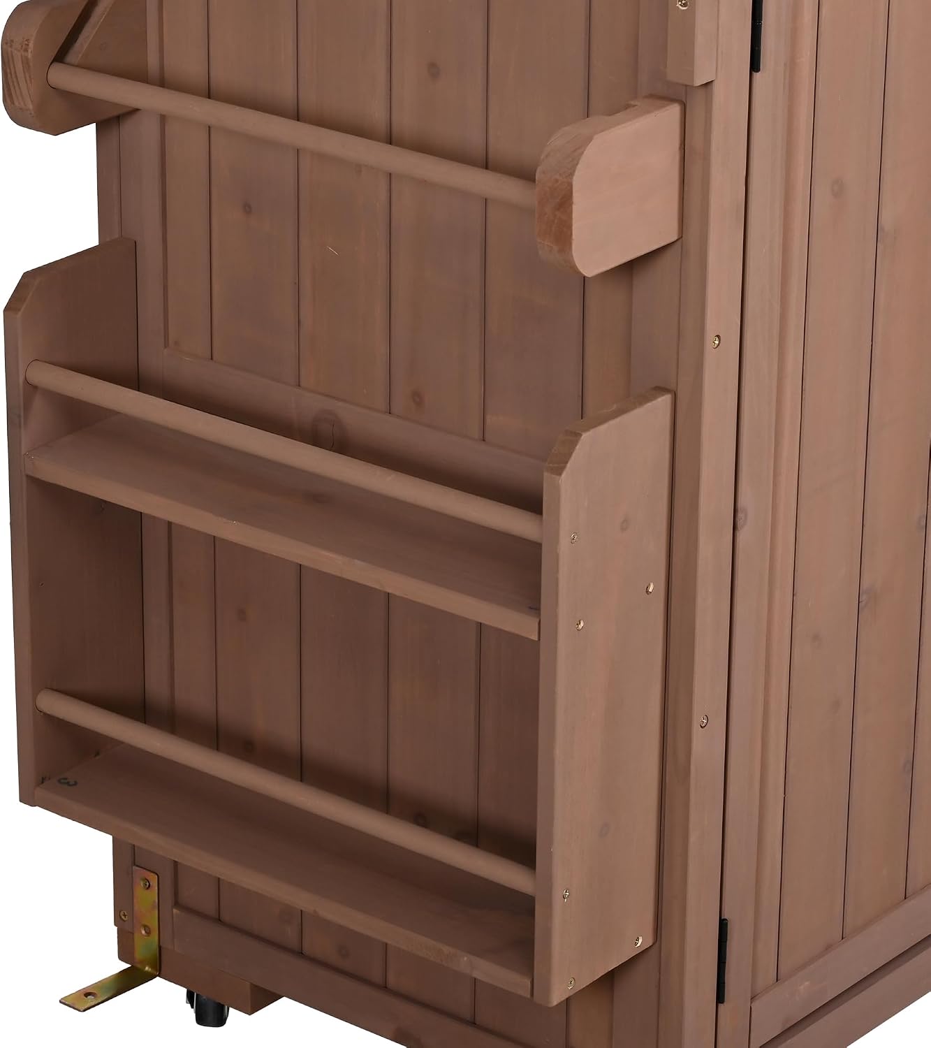 Modern 60.2''W Outdoor Kitchen Island with Wheels, Rolling Patio BBQ Kitchen Cart with Stainless Steel Top, Wood Grill Cart with Spice Rack&Wine Rack,2 Drawers (Brown-60.2'')