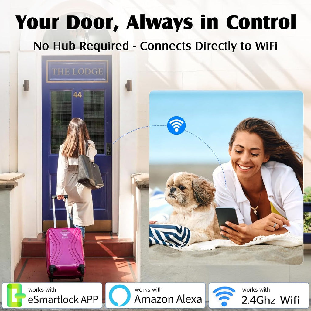 WiFi Door Lock with Camera- Video Doorbell, Deadbolt Smart Lock with RFID Fingerprint Keypad Code, Electronic Digital Biometric Keyless Entry Smart Lock for Front Door