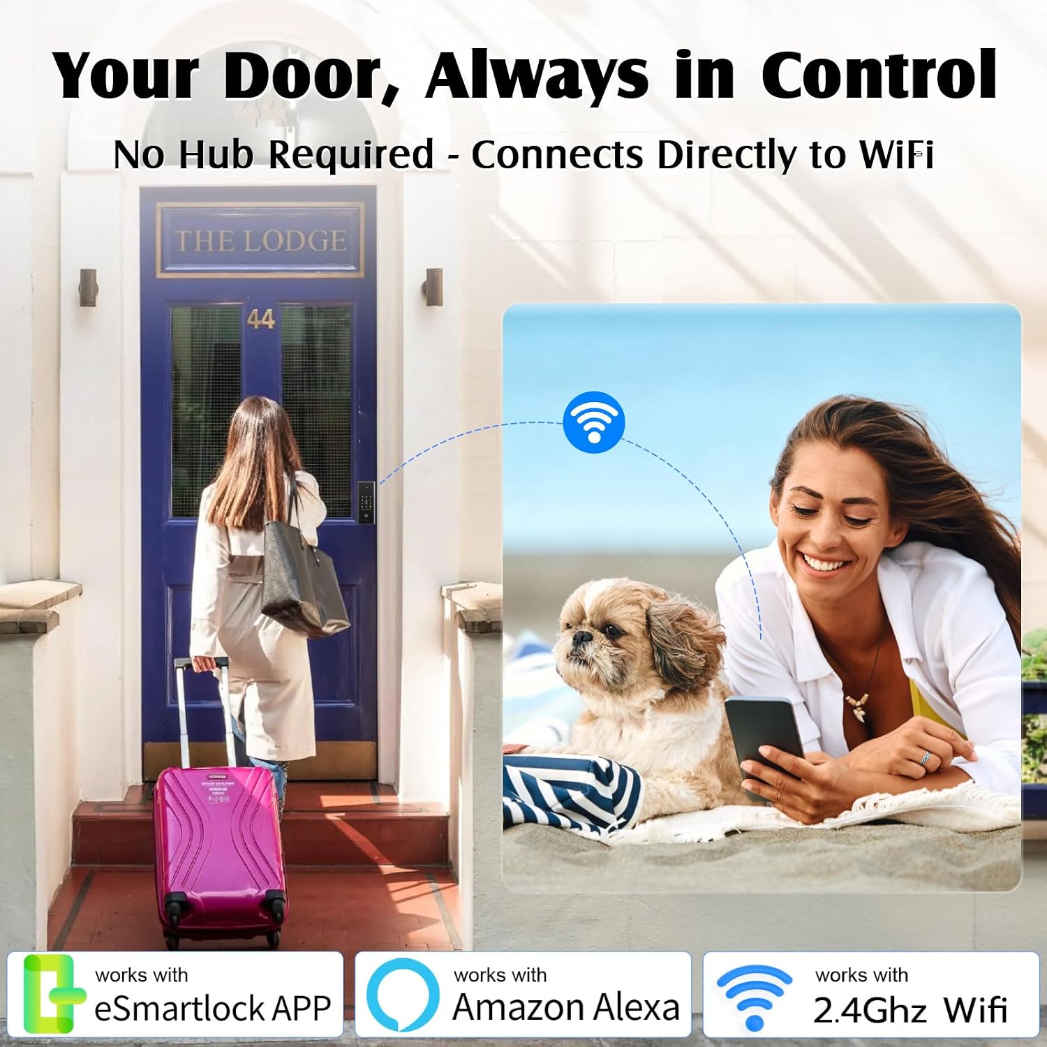 WiFi Door Lock with Camera- Video Doorbell, Deadbolt Smart Lock with RFID Fingerprint Keypad Code, Electronic Digital Biometric Keyless Entry Smart Lock for Front Door